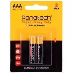 باتری دوتایی نیم قلمی Panatech Super Heavy duty Long Life Power R03 1.5V AAA