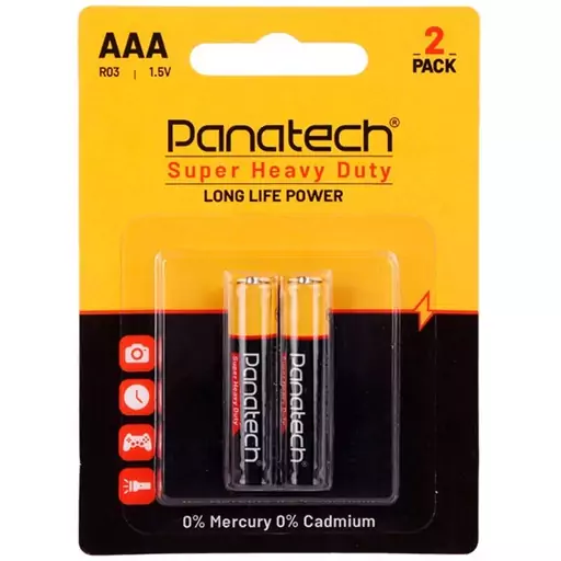 باتری دوتایی نیم قلمی Panatech Super Heavy duty Long Life Power R03 1.5V AAA