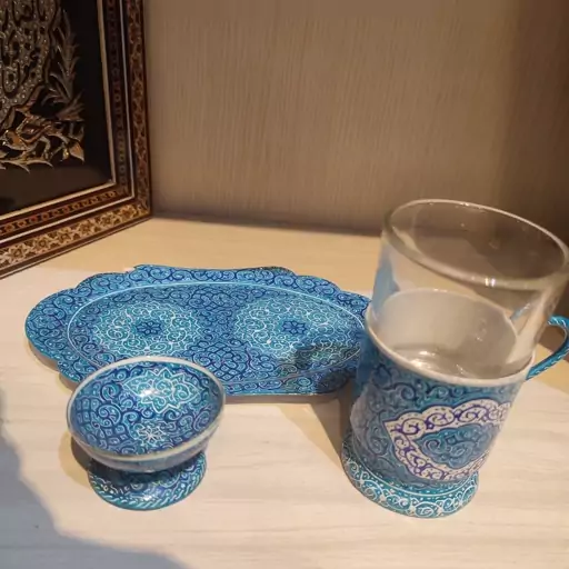 ست چای خوری مینا و مس تک نفره