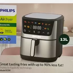 سرخ کن فیلیپس 9298 سرخکن بدون روغن philips حجم 13 لیتری بدنه استیل دو المنت سبد جدا 12 برنامه پخت تاچ لمسی ارسال رایگان