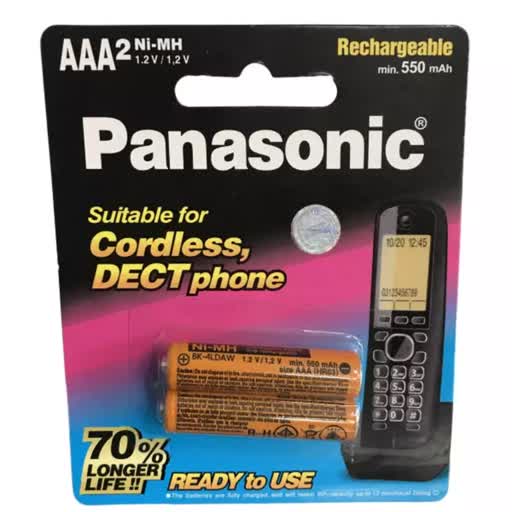 باتری نیم قلمی شارژی Panasonic مدل BK-4LDAW 650mAh (کارتی 2 تایی)

