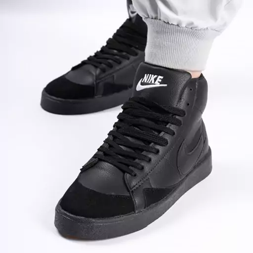 نیم بوت اسپرت مردانه مدل نایک بلیزر Nike Blazer رنگ تمام مشکی کد 6951