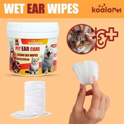 دستمال مرطوب گوش سگ و گربه کوالاپت مدل Ear wipes01 بسته 80 عددی