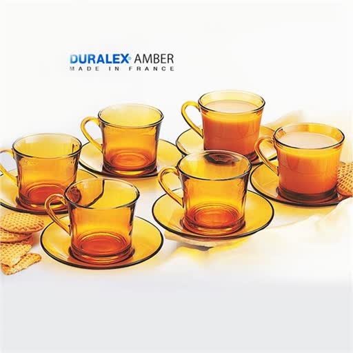 فنجان و نعلبکی عسلی دورالکس DURALEX AMBER (6 نفره)