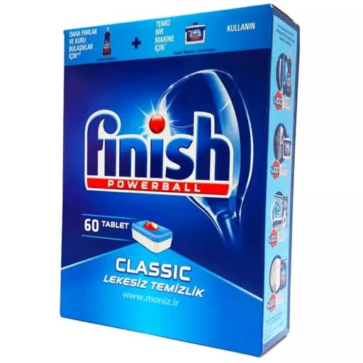 قرص ماشین ظرفشویی فینیش finish بسته 65 عددی ساخت لهستان 