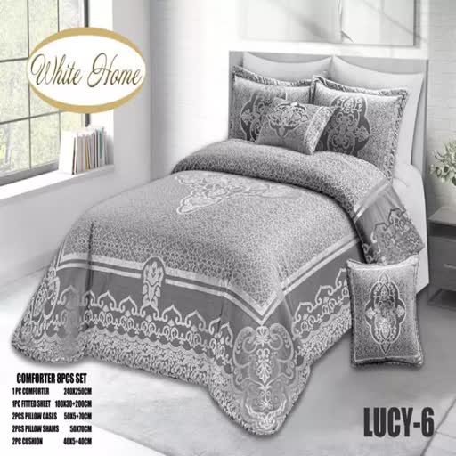 روتختی مخمل شانل white homeمدل Lucy دونفره 8 تکه رنگ طوسی