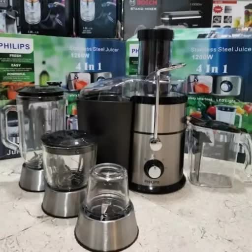 آبمیوه گیری چهار کاره فیلیپس philips توان 1800 وات پایه پلاستیک دو سرعته بدنه استیل ارسال رایگان