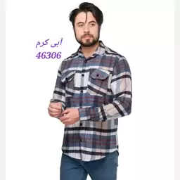 پیراهن اسپرت پشمی مردانه چهارخونه  آستین بلند رنگ سبزکرم 46304 طوسی کرم 46305 آبی کرمی 46306 سایز 4XL، XL، XXL، XXXL 