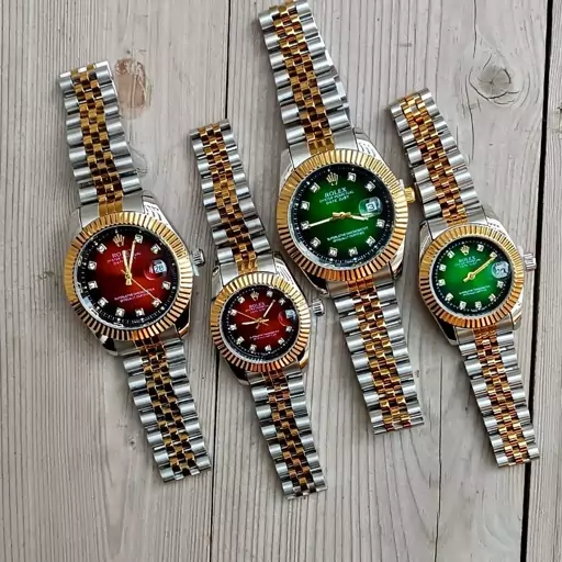 ساعت مچی  برند رولکس rolex مردانه و زنانه کیفیت عالی
کلاسیک طرح داخل 
بند فلزی
تقویم دار
رنگ بندی جور سبز قرمز 