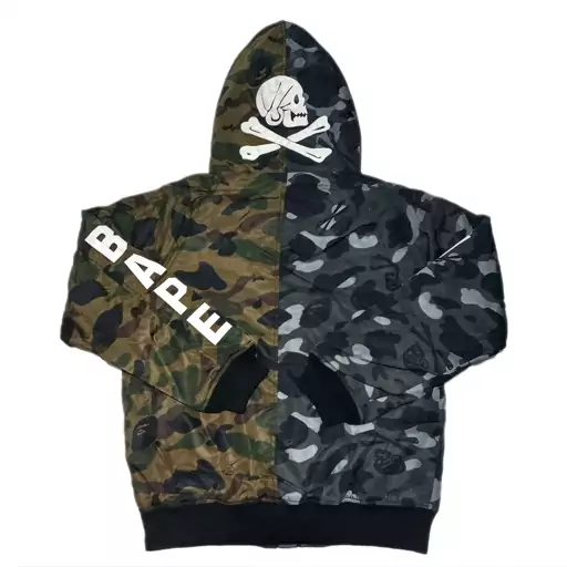 کاپشن مردانه سبز طوسی چریکی بیپ bape