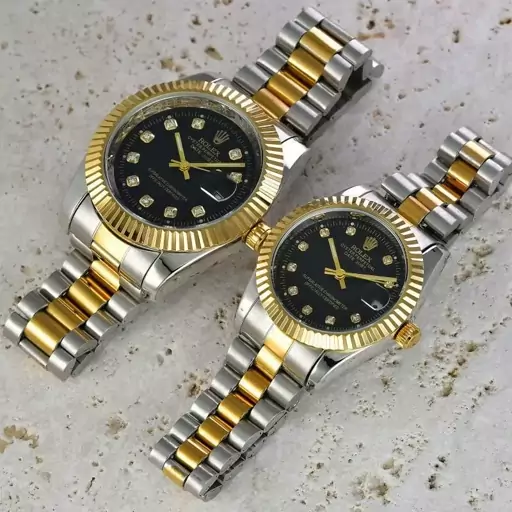 ست زنانه مردانه ساعت مچی رولکس موتور ژاپن Rolex date just