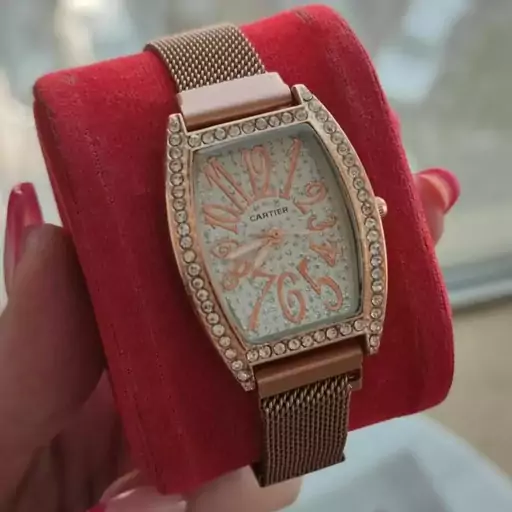 ساعت مچی زنانه بند حصیری قاب نگینی کارتیر Cartier