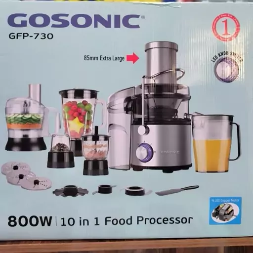 آبمیوه گیری 4 کاره گاسونیک (گوسونیک) مدل 730 GOSONIC آسیاب خردکن و مخلوط کن ابمیوه گیری همه کاره با کیفیت با تیغه اضافی