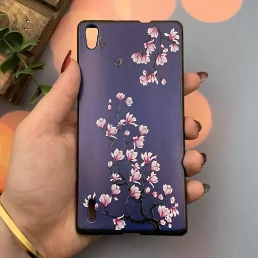 قاب گوشی Huawei P7 هوآوی ژله ای محافظ لنز دار طرح برجسته فانتزی شکوفه کد 26707