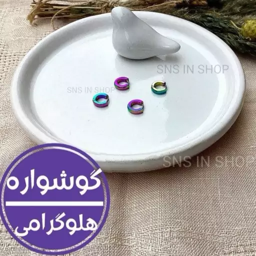 گوشواره حلقه ای هلوگرامی هفت رنگ مینیمال