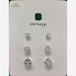  پک گوشواره کریستالی وارداتی  میخی (3 جفت)  برند orsay