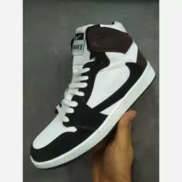 کتانی نایک ایر جردن تراویس Travis Scott x Nike Air Jordan 1 AJ1 سفید مشکی قهوه ای رنگ از سایز 41 تا 44 کفش ساق دار 