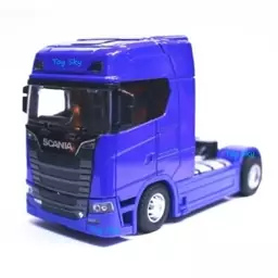 اسباب بازی - ماکت کامیون - کشنده اسکانیا Scania S730 - S730 - فلزی - کلگی متحرک - عقبکش، موزیکال، چراغدار - رنگ آبی نفتی