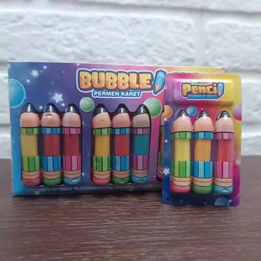 آدامس مداد رنگی bubble gum بسته 30تایی