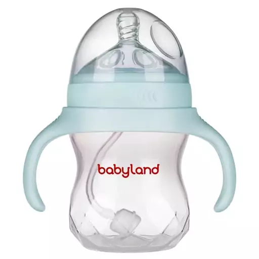 شیشه شیر طلقی pp کولیک ایز 240 میل بیبی لند دسته دار ضد نفخ کد babyland 201