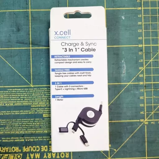 کابل تبدیل USB به لایتنینگ/microUSB/USB-C  مدل X.CELL  CB-110MLC طول 1 متر