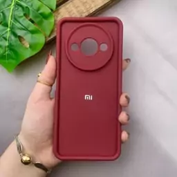 قاب گوشی Redmi A3 / Redmi A3x شیائومی سیلیکونی اورجینال Solid Case لوگو برجسته ضد ضربه محافظ لنز دار زرشکی کد 19802