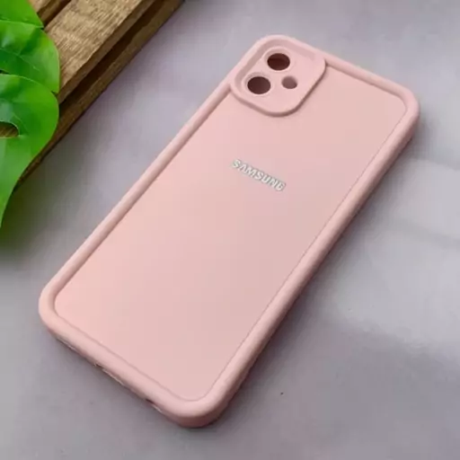 قاب گوشی Galaxy A05 سامسونگ سیلیکونی اورجینال Solid Case لوگو برجسته ضد ضربه محافظ لنز دار صورتی کد 93035