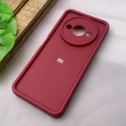 قاب گوشی Redmi A3 / Redmi A3x شیائومی سیلیکونی اورجینال Solid Case لوگو برجسته ضد ضربه محافظ لنز دار زرشکی کد 19802