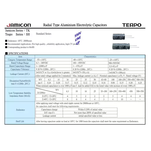 بسته 100 عددی خازن الکترولیتی 80 ولت  ظرفیت 68 میکرو فاراد مارک JAMICON