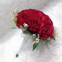 دسته گل عروس مصنوعی . دسته گل رز عروس . دسته گل عروس . دسته گل مصنوعی عروس . دسته گل عروس رز قرمز 2