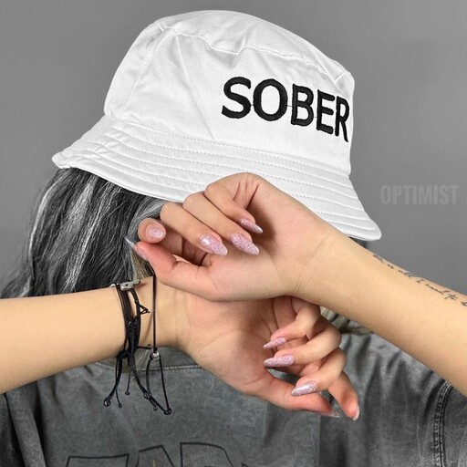 کلاه باکت SOBER کتان زمینه سفید فری سایز