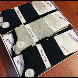 جوراب ساقدار مردانه اعلا نانو پنبه پنجه گیری شده در بسته بندی شیک 12 عددی طرح کد 3