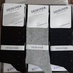 جوراب ساقدار مردانه اعلا نانو پنبه پنجه گیری شده در بسته بندی شیک 12  عددی طرح خالدار