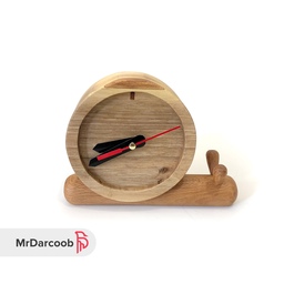 ساعت چوبی دست ساز  با طرح حلزون، ساخته شده با چوب گردو و راش