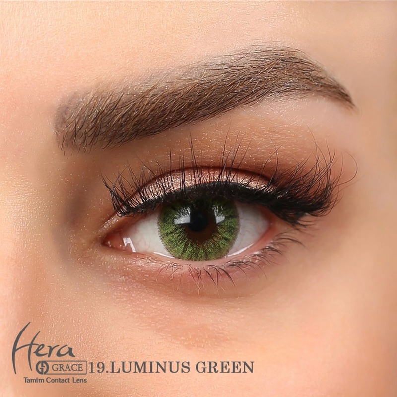 لنز رنگی فصلی  هرا گریس  شماره 19 سبز زمردی  دور دار