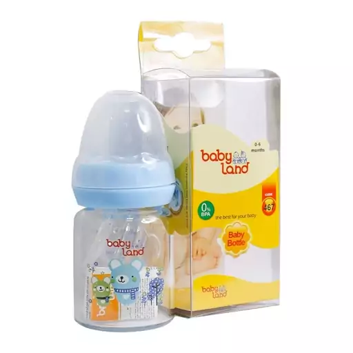 شیشه شیر پیرکس ارتودنسی Babyland ظرفیت 60 میلی لیتر ضد نفخ و آنتی کولیک