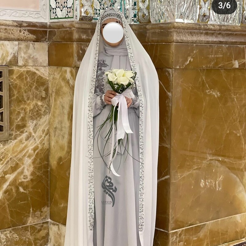 چادر عروس مروارید دوزی شده شیک و زیبا 