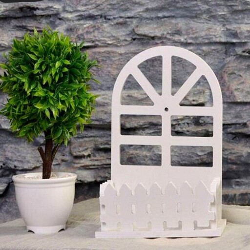 شلف دیواری و رومیزی طرح باغچه - رنگ سفید - جنس PVC- قابل شستشو 