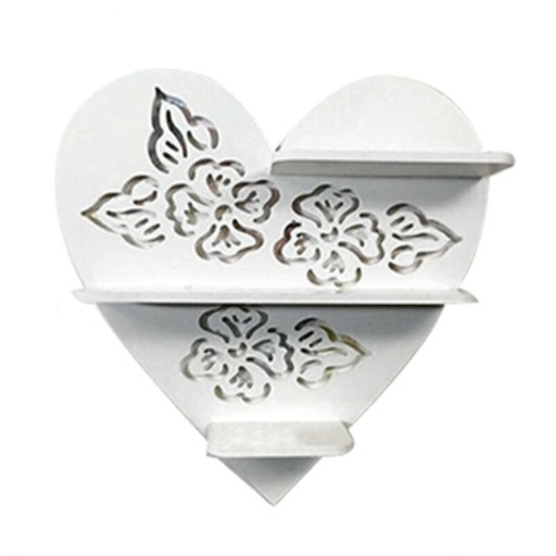 شلف دیواری طرح قلب - سه طبقه - رنگ سفید - جنس PVC - قابل شستشو 