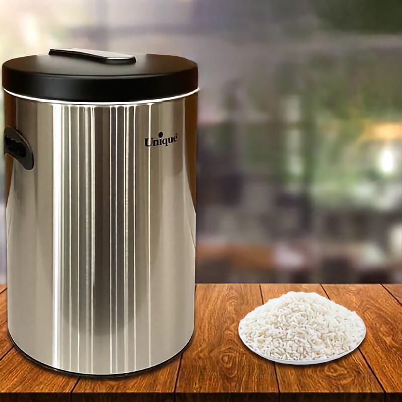 سطل برنج 10 کیلوی بدون پیمانه استیل برند یونیک