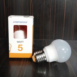 لامپ 5 وات حبابی نمانور با گارانتی 15 ماهه تعویض در بسته 1 عددی در رنگ مهتابی 