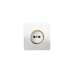 پریز برق توکار  بدون ارت مدل کریستال سفید دکمه طلایی برند آسیا الکتریک(فروشگاه لاله زار) .  