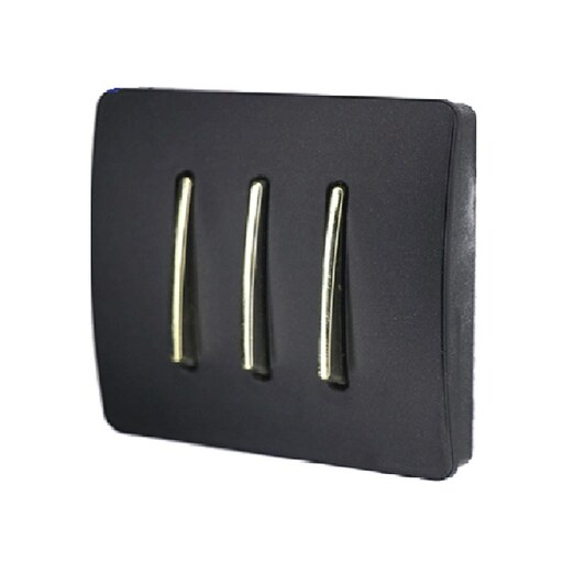 کلید 3 پل توکار رنگ مشکی دکمه طلایی مدل کریستال آسیاالکتریک 