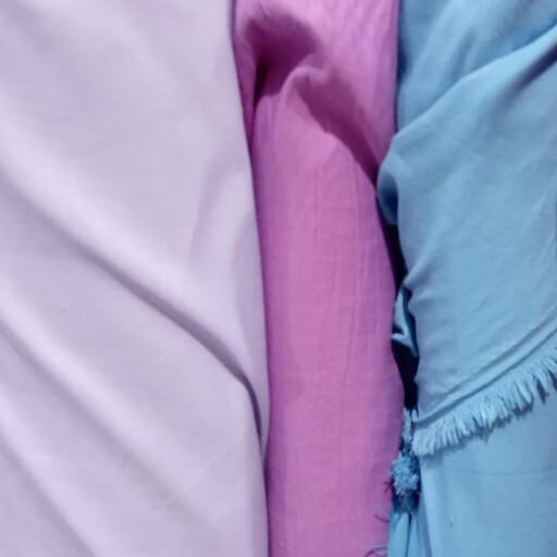 پارچه تترون نخ با عرض  دو و نیم در رنگهای متنوع آبی زرد صورتی بنفش یاسی