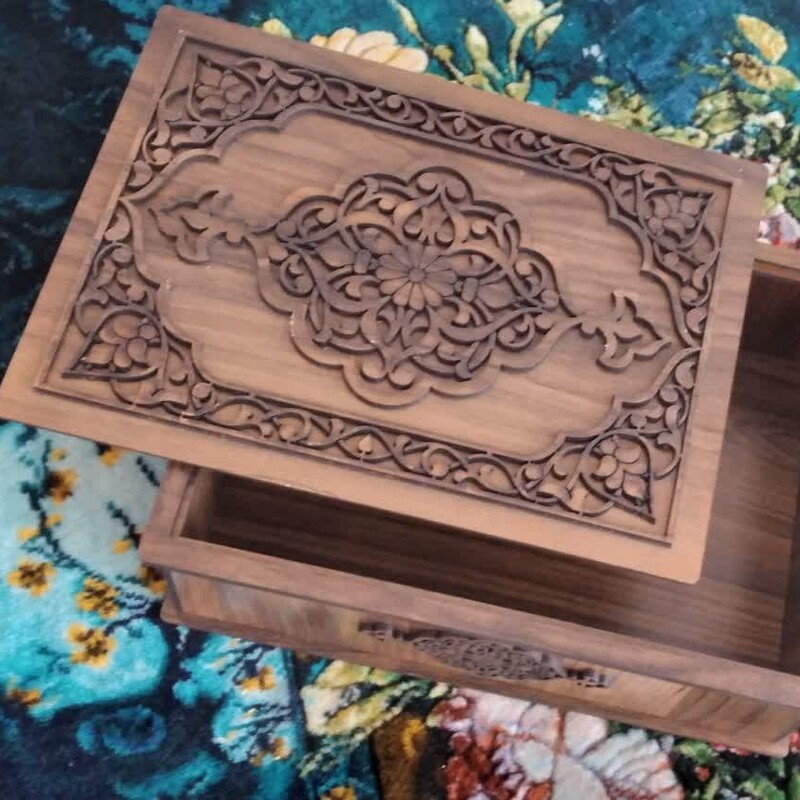 جعبه چوبی نقشه برجسته مخصوص کادو، آجیل، شکلات و جواهرات و جا کاردی و ...
