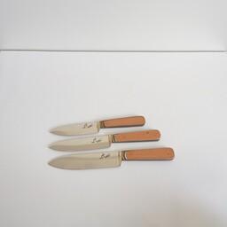 سرویس 3 عددی چاقو آشپزخانه استیل براق مرادلو با کیفیت عالی 
