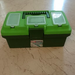 جعبه ابزار سبز پلاستیکی محکم کیف ابزار سبز ارتفاع 17 ابعاد  35 در 20 سانت