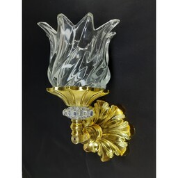 لوستر چراغ خواب دیواری     طرح طاووس  طلایی   شیشه پیچ شفاف                  