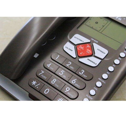 تلفن رومیزی  تیپ تل مدل 6228رنگ بژ و5حافظه سریع و گارانتی  تکنیک تل