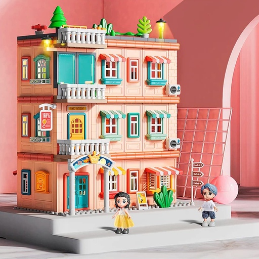 خانه ساختنی عروسکی بزرگ زیبا3 طبقه  با وسایل و دوعدد فیگور 